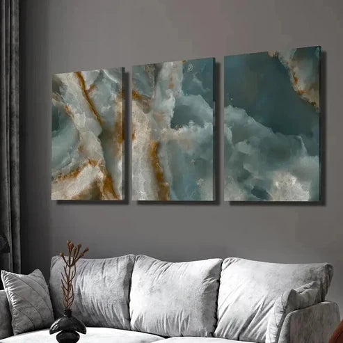 3pcs Light Luxury Style Gilding Decoration Wall Art Set Canvas Unframed - High Quality Print 100% Australian Made Wall Canvas