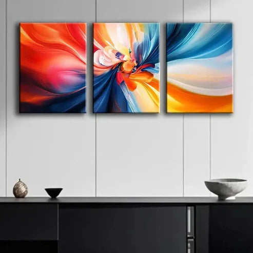 3pcs Colorful Swirling Vortex of Colors Perfect Wall Art Set Canvas Unframed - High Quality Print 100% Australian Made Wall Canvas - Bella Home Decor
