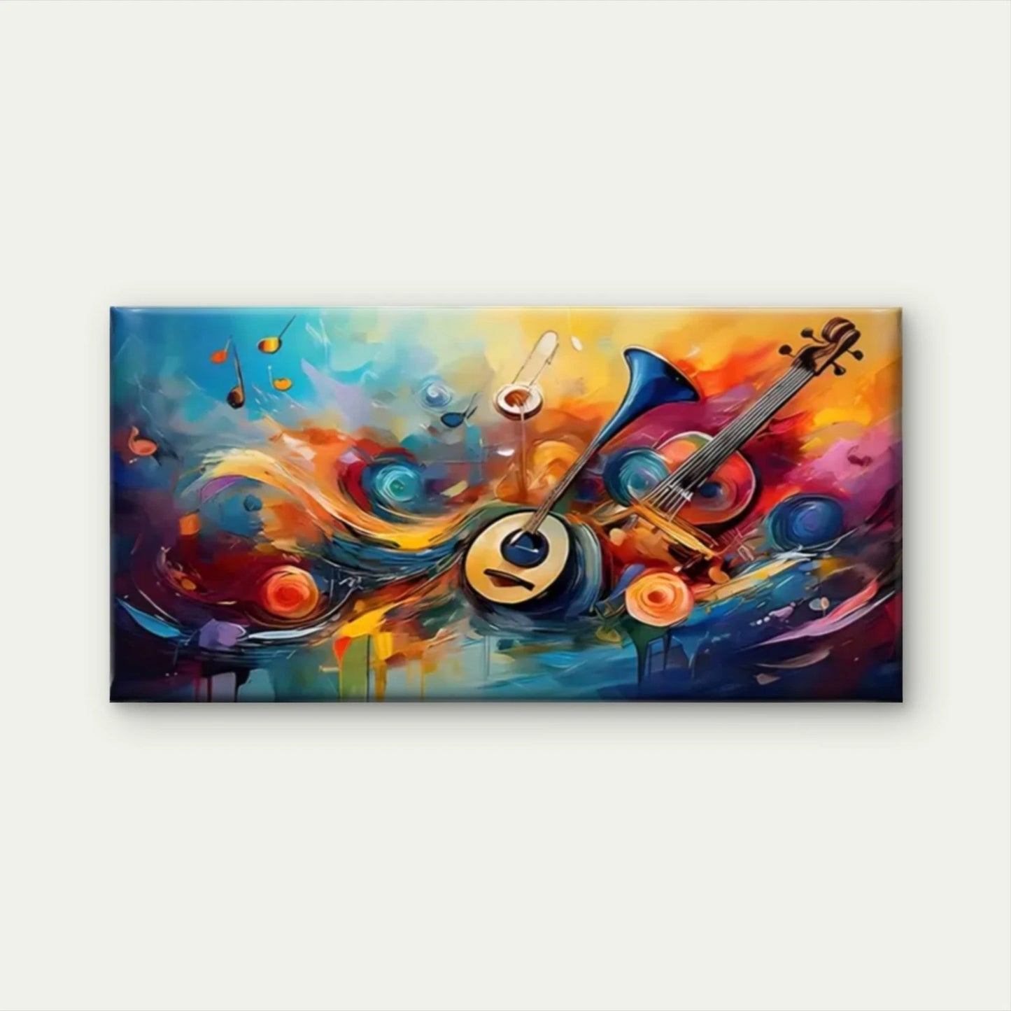 Vibrant Abstract Music Modern Wall Art Canvas Office Home Room Framed 120x60cm