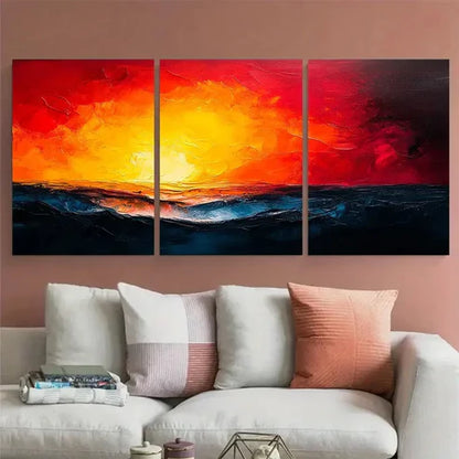 3pcs Warm Abstract Brushstroke Design Wall Art Canvas Unframed – High Quality Print 100% Australian Made Wall Canvas