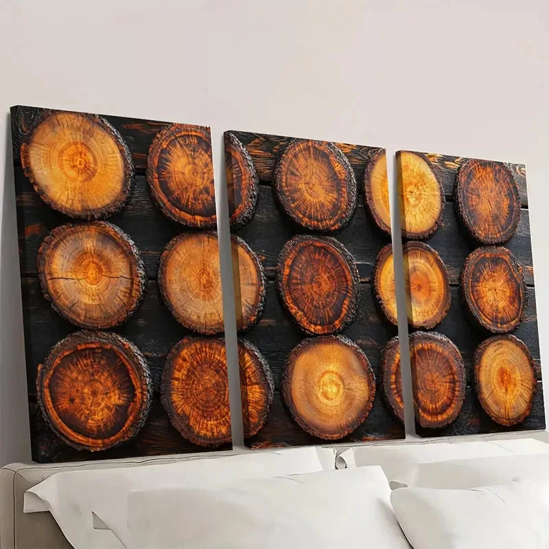 3pcs Tree Rings Animal Illustrations TR   Framed Wall Art Set Canvas Framed 50x70cm - High Quality Print 100% Australian Made Wall Canvas Ready to Hang