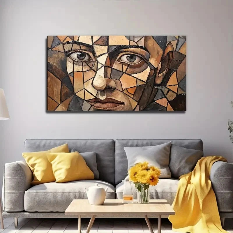 Abstract Face Perfect Wall Art Canvas Office Home Room Framed 120x60cm