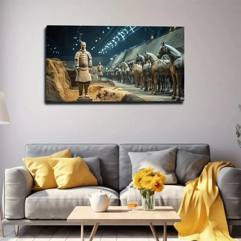 Terracotta Warriors China Wall Art Canvas Office Home Room Framed 120x60cm
