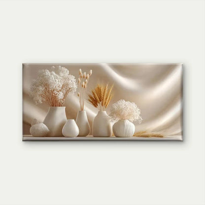 Neutral Tones Dried Floral Wall Art Canvas Office Home Room Framed 120x60cm