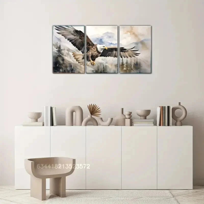 3pcs Bald Eagle Art Posters Animal Oil Painting Metal Print Ready to Hang Art - Bella Home Decor