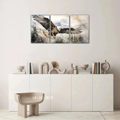 3pcs Bald Eagle Art Posters Animal Oil Painting Metal Print Ready to Hang Art - Bella Home Decor