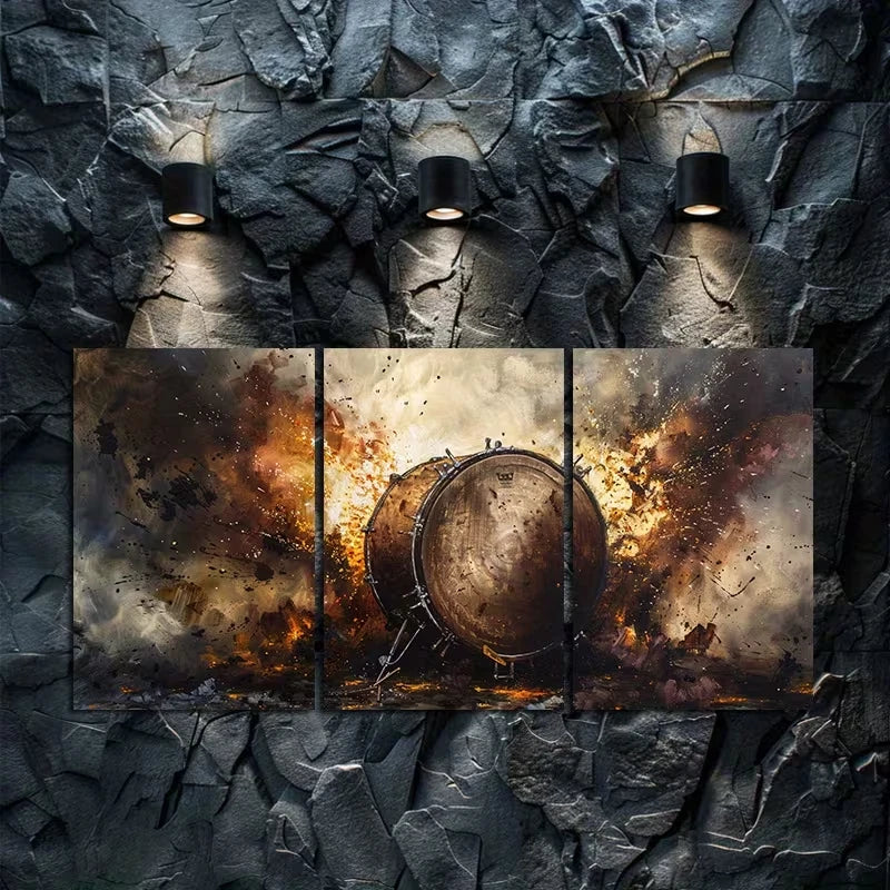 3pcs Modern Abstract Oil Painting Drum Wall Art Set Canvas Framed 60x90cm - High Quality Print 100% Australian Made Wall Canvas Ready to Hang