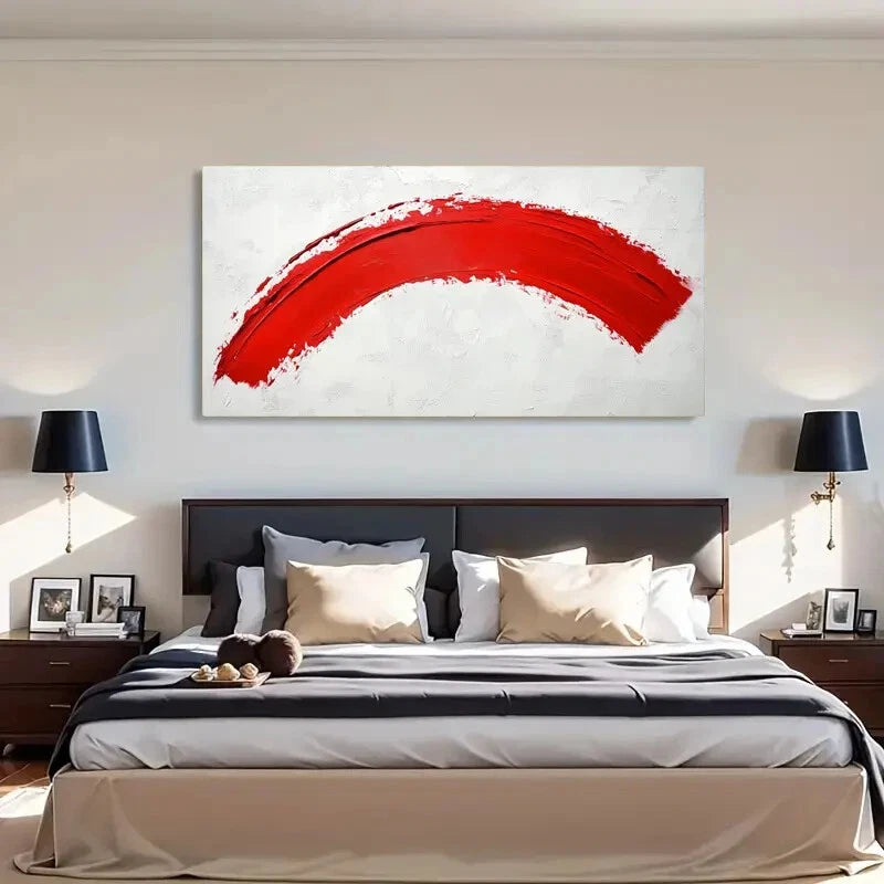 Vibrant Red & White Abstract Wall Art Canvas Office Home Room Framed 120x60cm - Bella Home Decor
