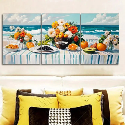 3pcs A Beautiful Still Life on the Beach Wall Art Set Canvas Framed 50x70cm - High Quality Print 100% Australian Made Wall Canvas Ready to Hang - Bella Home Decor