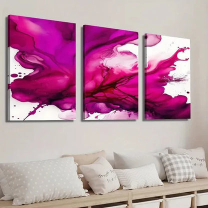 3pcs Abstract Red Fluid Painting Wall Art Set Canvas Unframed - High Quality Print 100% Australian Made Wall Canvas - Bella Home Decor
