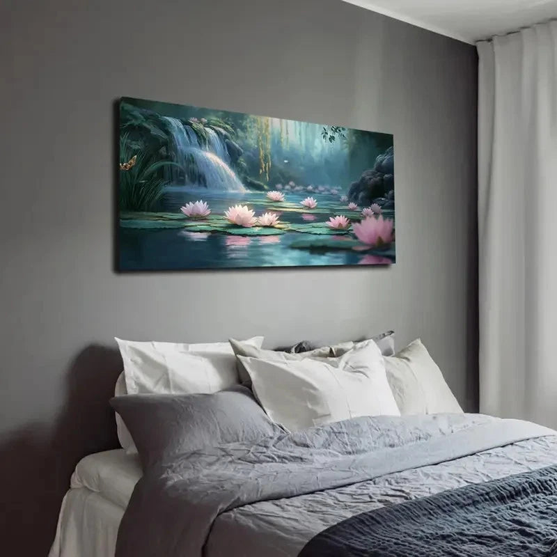Tranquil Blue & Green Design Wall Art canvas office home room framed 120x60cm - Bella Home Decor