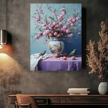 Beautiful Cherry Blossom Vintage Painting 40x60cm Metal Print Ready to Hang - Bella Home Decor