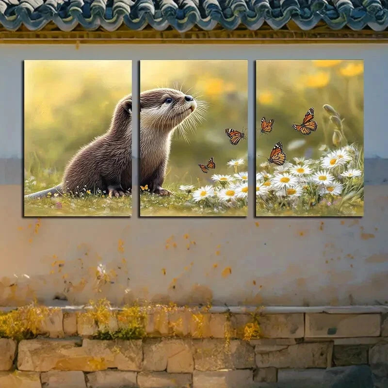 3pcs Charming Groundhog & Butterfly Design Metal Print Ready to Hang Art - Bella Home Decor