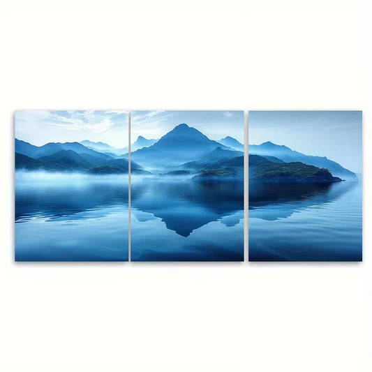 3pcs Misty Wajag Island Seascape Metal Print Ready to Hang Art