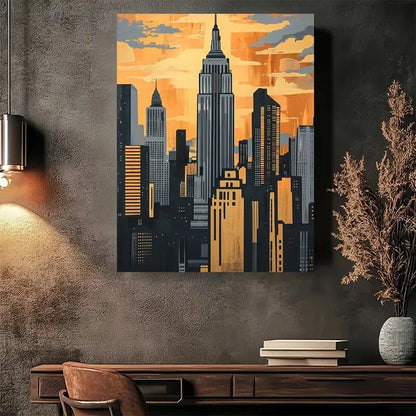 Beautiful Modern Cityscape Vintage Design Painting 40x60cm Metal Print Ready to Hang - Bella Home Decor