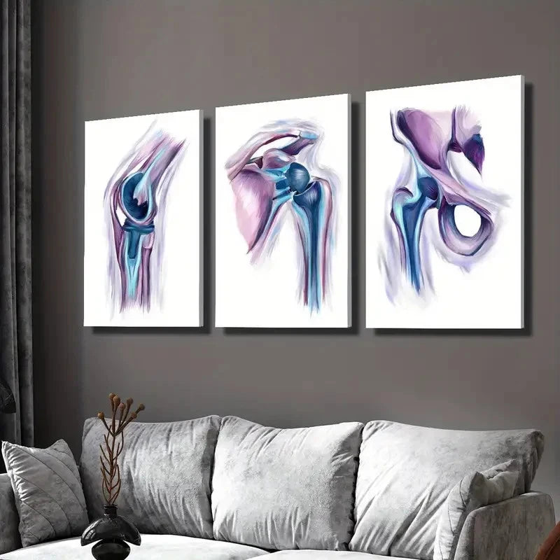 3pcs intricate Blue & Purple Figures  Wall Art Set Canvas Framed 40x60cm - High Quality Print 100% Australian Made Wall Canvas Ready to Hang