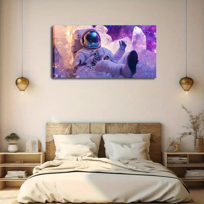 Glowing Planets and Stars Space Wall Art Canvas Office Home Room Framed 120x60cm - Bella Home Decor