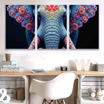 3pcs Elephant & for Lotus Flower Design Z  Wall Art Set Canvas Framed 40x60cm - High Quality Print 100% Australian Made Wall Canvas Ready to Hang - Bella Home Decor
