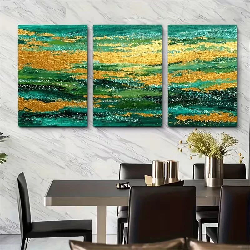 3pcs Abstract Landscape Acrylic Oil Painting Metal Print Ready to Hang Art - Bella Home Decor