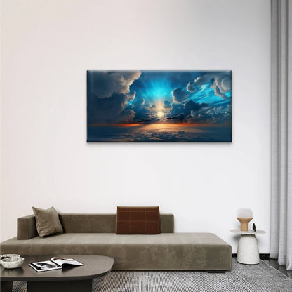 Clouds Sunny Beautiful Sky Wall Art Canvas Office Home Room Framed 120x60cm