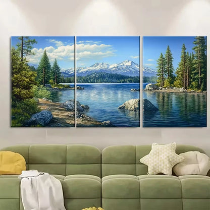 3pcs Lake Almanor Travel Print Metal Print Ready to Hang Art