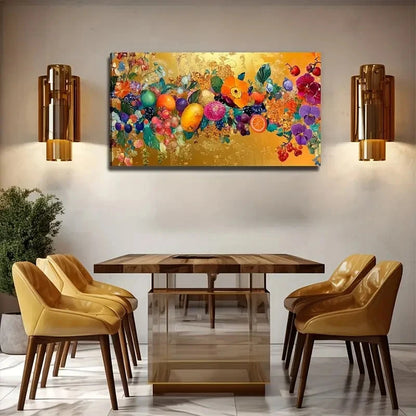 Vibrant Fruit And Flower Wall Art Canvas Office Home Room Framed 120x60cm