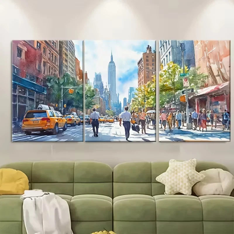 3pcs New York Watercolor Metal Print Ready to Hang Art