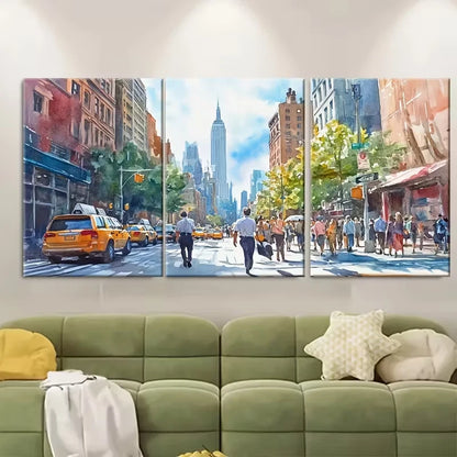 3pcs New York Watercolor Metal Print Ready to Hang Art