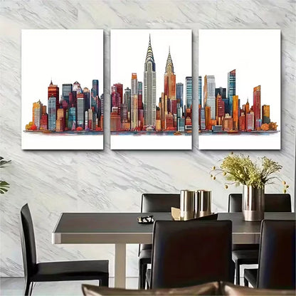 3pcs Featuring Iconic Buildings & Landmarks Metal Print Ready to Hang Art