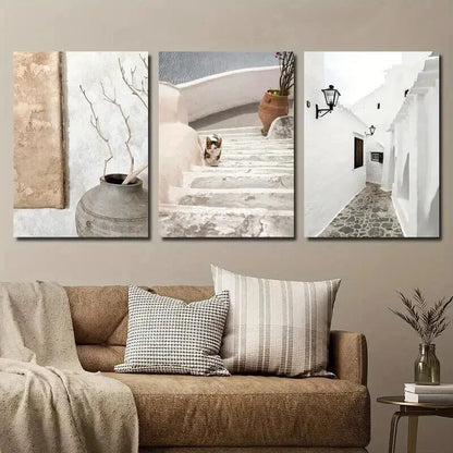 3pcs Architecture & Dog Walking Scenes Perfect Wall Art Set Canvas Framed 60x90cm - High Quality Print 100% Australian Made Wall Canvas Ready to Hang - Bella Home Decor