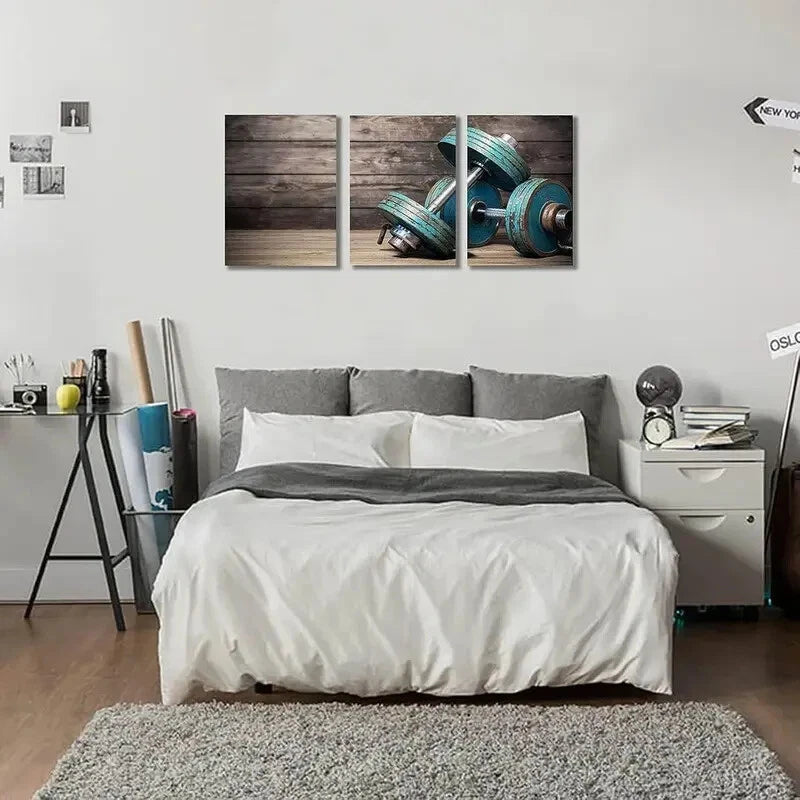 3pcs Modular Dumbbells Metal Print Ready to Hang Art
