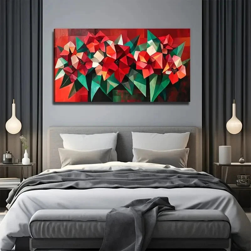 Vibrant Floral Modern Wall Art Canvas Office Home Room Framed 120x60cm