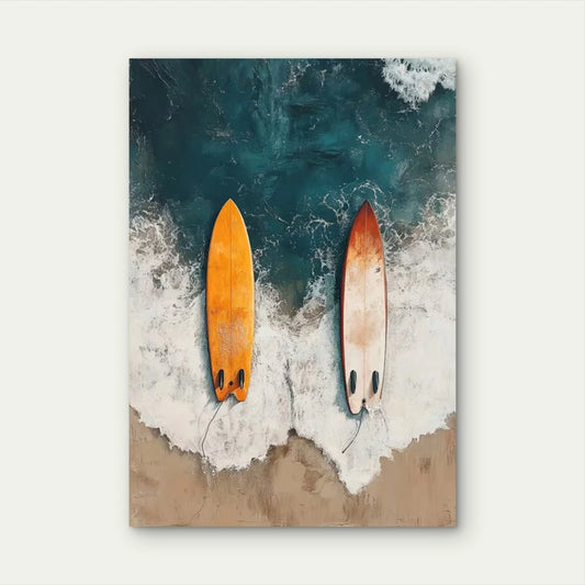 Coastal Surfboard Vintage Beach 60x90cm Metal Print Ready to Hang