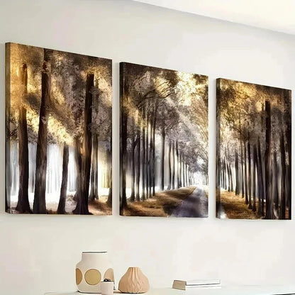 3pcs Featuring Autumn Scenery And Falling Leaves Wall Art Set Canvas Framed 50x70cm - High Quality Print 100% Australian Made Wall Canvas Ready to Hang