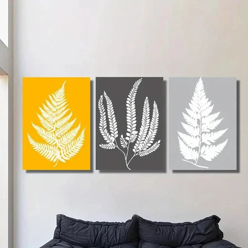 3pcs Fern Leaf Wall Art Set Canvas Unframed - High Quality Print 100% Australian Made Wall Canvas
