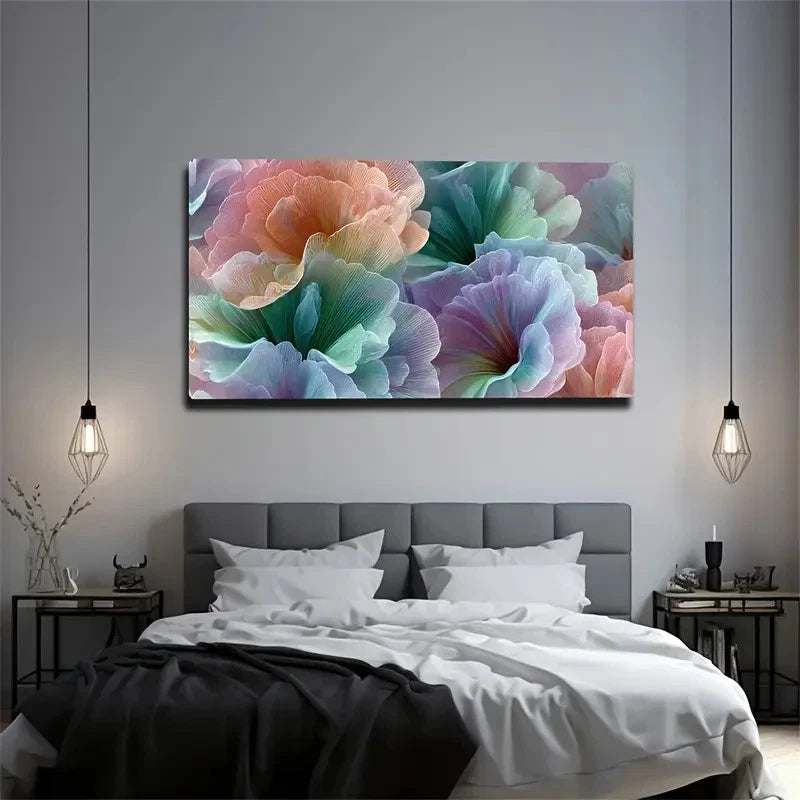 Transparent Colorful Petal Flow Wall Art Canvas Office Home Room Framed 120x60cm