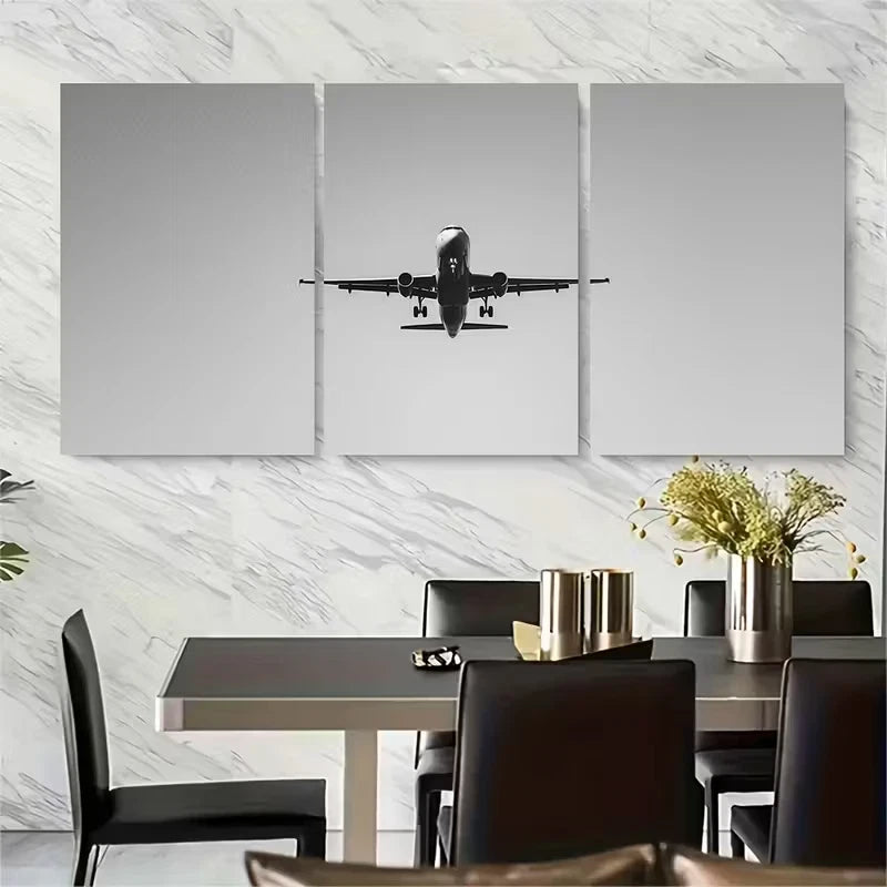 3pcs Commercial Jet In Flight Photography Metal Print Ready to Hang Art - Bella Home Decor
