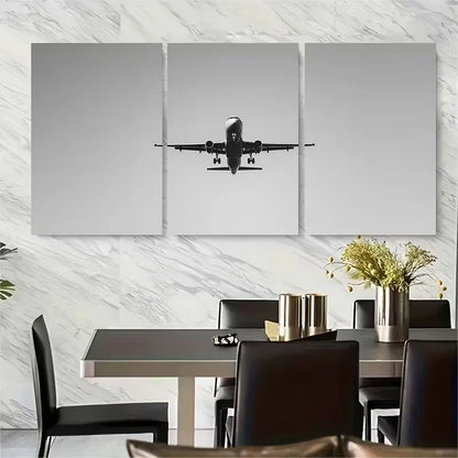 3pcs Commercial Jet In Flight Photography Metal Print Ready to Hang Art - Bella Home Decor