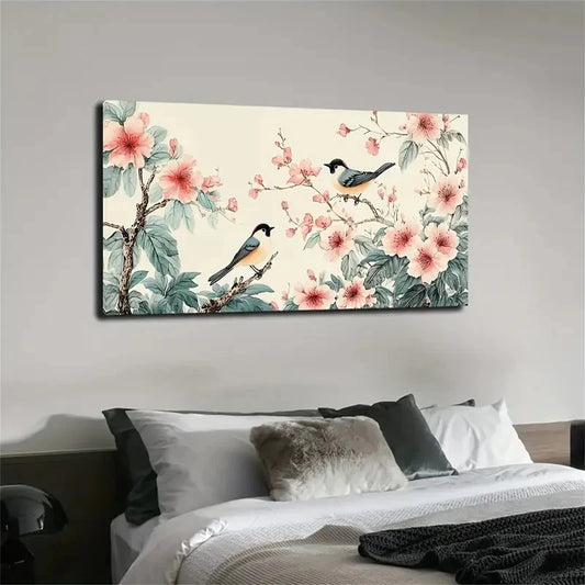 Minimalist Modern Two Birds Wall Art canvas office home room framed 120x60cm