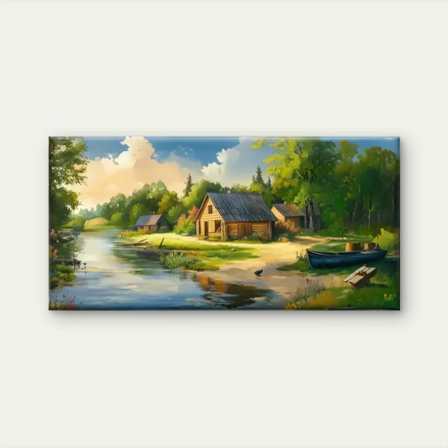 River House Nature Perfect Wall Art Canvas Office Home Room Framed 120x60cm