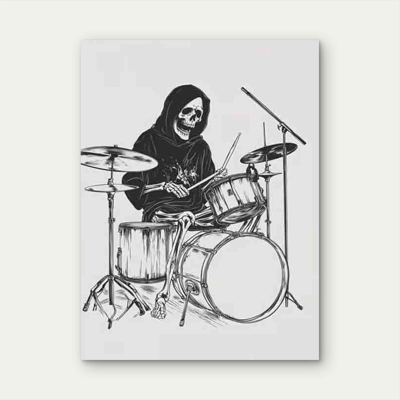 Dynamic Drummer Skeleton 40x60cm Metal Print Ready to Hang