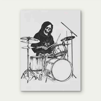 Dynamic Drummer Skeleton 40x60cm Metal Print Ready to Hang