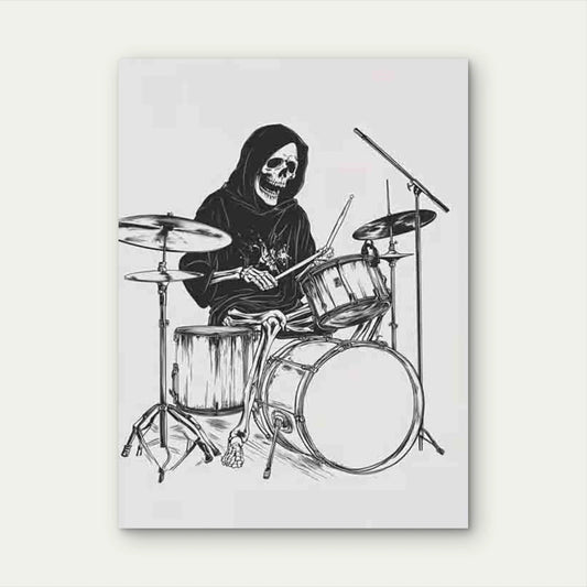 Dynamic Drummer Skeleton 40x60cm Metal Print Ready to Hang
