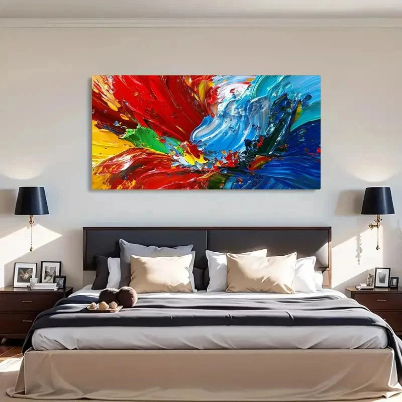 Brushstrokes Abstract Décor Wall Art Canvas Office Home Room Framed 120x60cm - Bella Home Decor