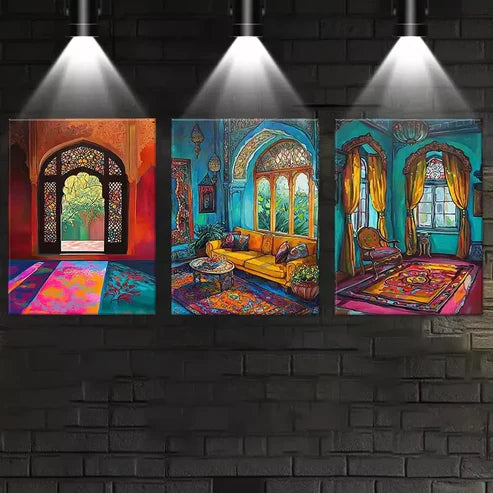 3pcs Beautiful Traditional Indian Architecture Art Set Canvas Unframed - High Quality Print 100% Australian Made Wall Canvas