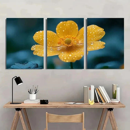 3pcs Buttercup Flower Gardener Nature Perfect Wall Art Set Canvas Framed 50x70cm - High Quality Print 100% Australian Made Wall Canvas Ready to Hang - Bella Home Decor