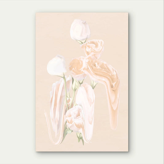 Melting Neutral Rose Floral Bouquet Abstract 40x60cm Metal Print Ready to Hang