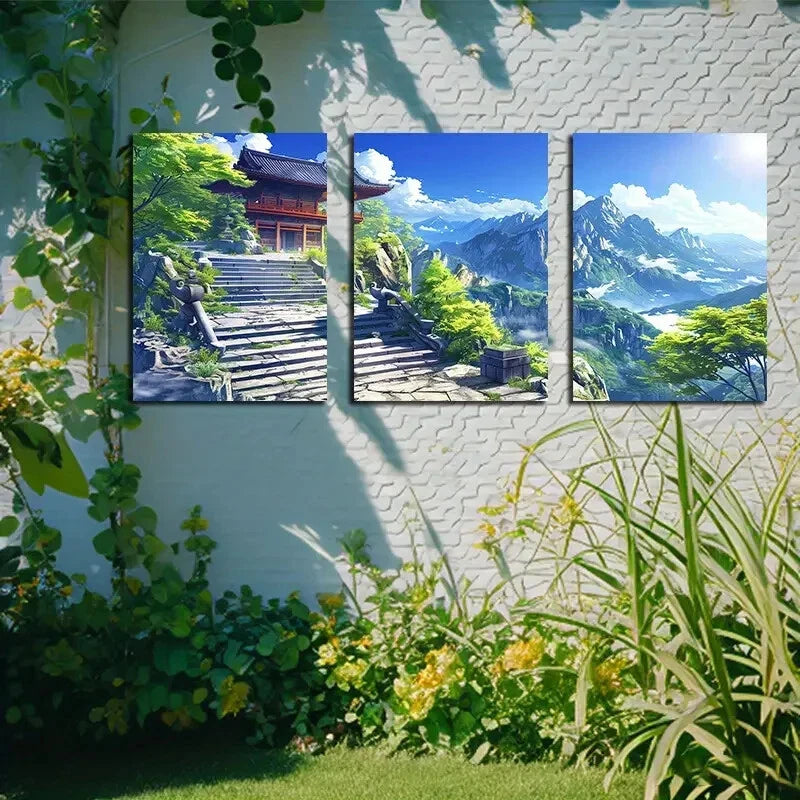 3pcs Vibrant Stairs to the Sky Metal Print Ready to Hang Art - Bella Home Decor