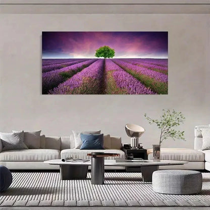 Lavender Fields & Tree Of Life Wall Art Canvas Office Home Room Framed 120x60cm - Bella Home Decor