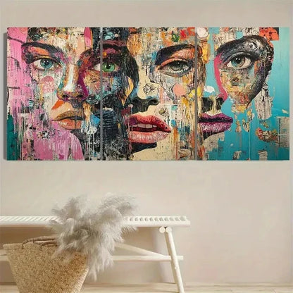 3pcs Community One Contemporary Wall Art Set Canvas Unframed - High Quality Print 100% Australian Made Wall Canvas